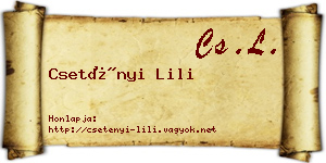 Csetényi Lili névjegykártya
